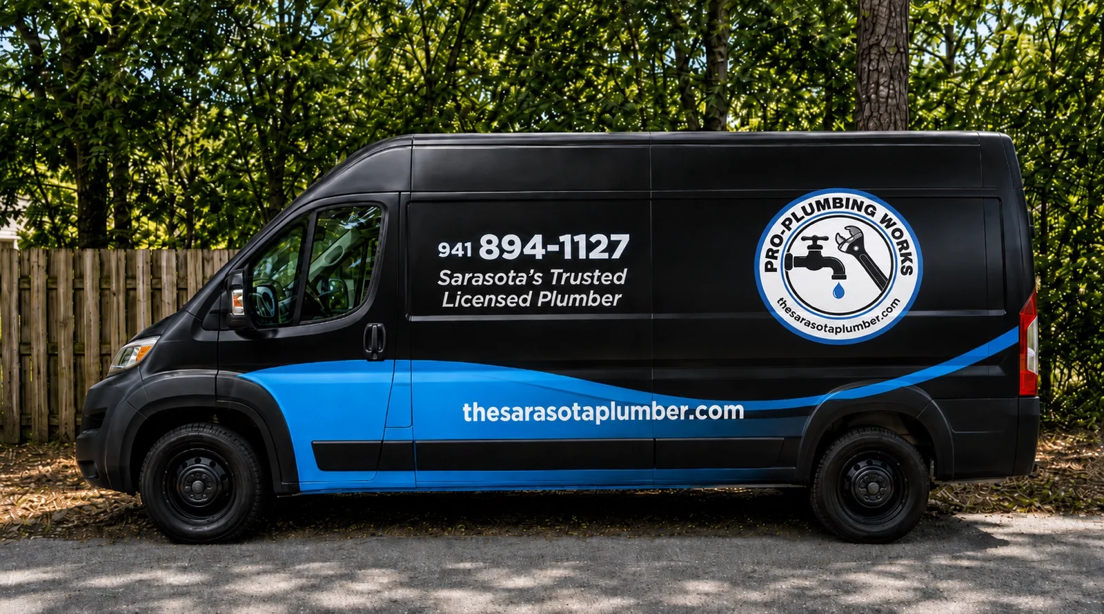 Pro-Plumbing Works service van in Sarasota