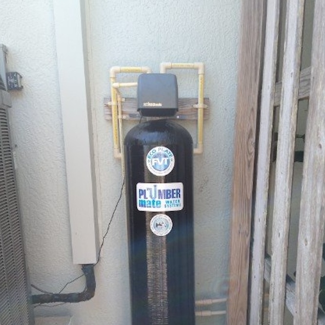 A water filtration unit in a residential home.